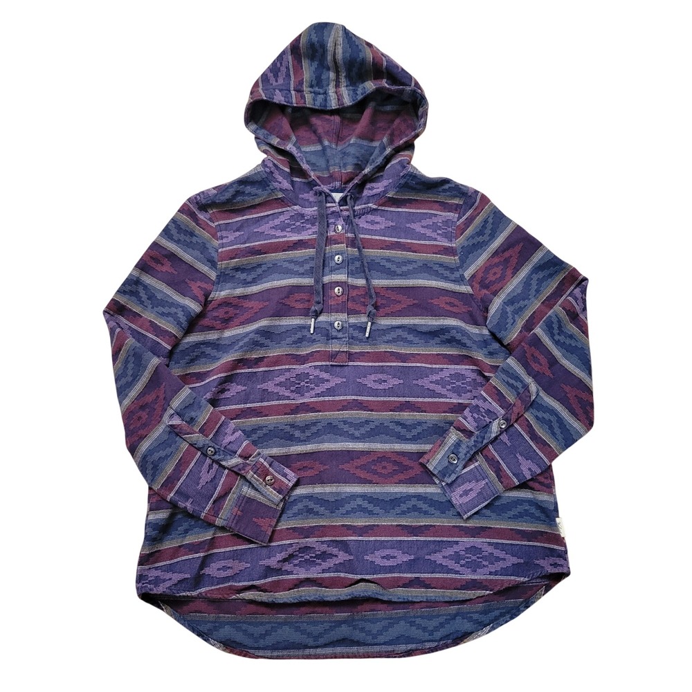 Woolrich M First Light Southwestern Jacquard Hoodie‎ Purple Blue Stripe Boho